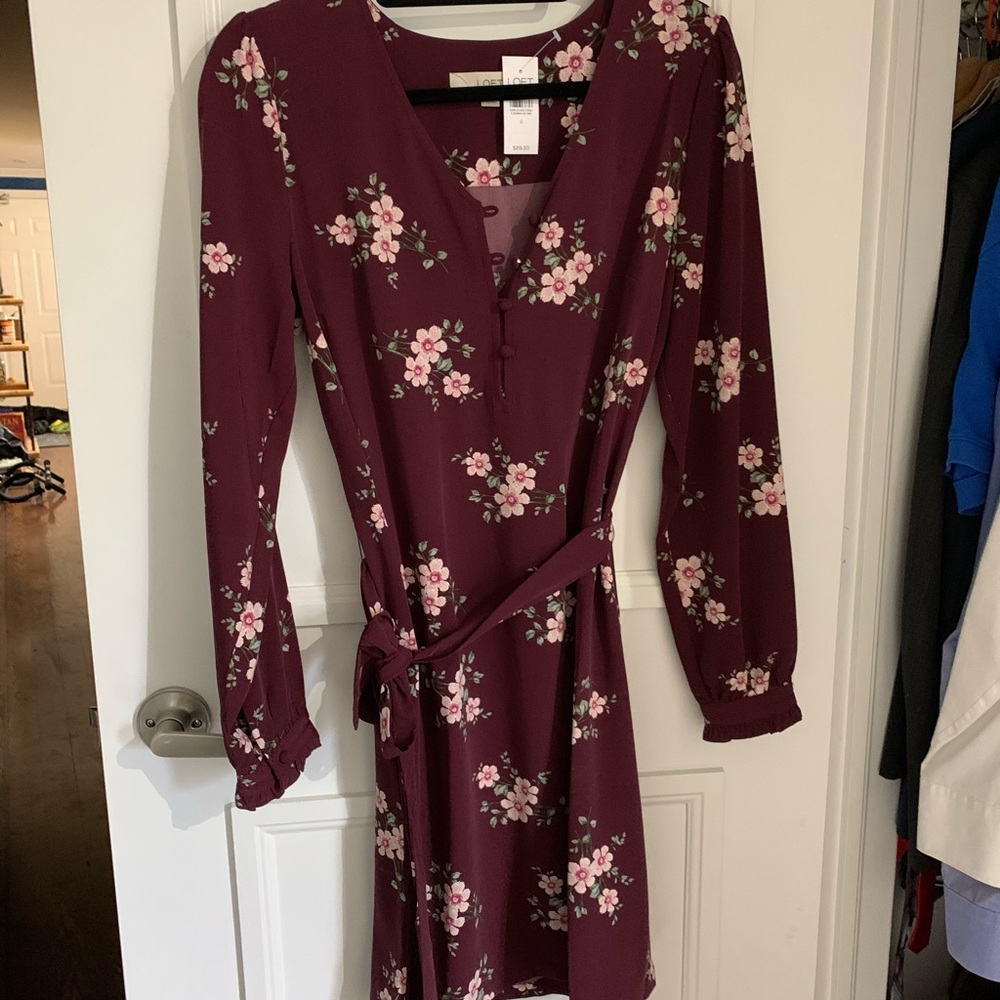 LOFT long sleeve floral dress